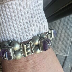 Sterling Silver & Amethyst Bracelet. Handmade.
